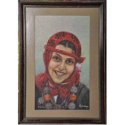An oil painting titled “Sabriya from Taiz”, measuring 33×55 cm, by the artist Abdullah Ghanem.