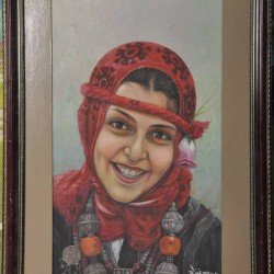 An oil painting titled “Sabriya from Taiz”, measuring 33×55 cm, by the artist Abdullah Ghanem.