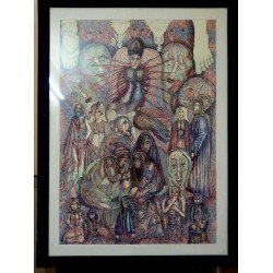 An artwork in dry pens on Fabriano paper titled “Magic and Sorcery”, size 100x70, by the esteemed Egyptian visual artist Hesham Makhlouf Khalaf.