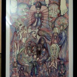 An artwork in dry pens on Fabriano paper titled “Magic and Sorcery”, size 100x70, by the esteemed Egyptian visual artist Hesham Makhlouf Khalaf.