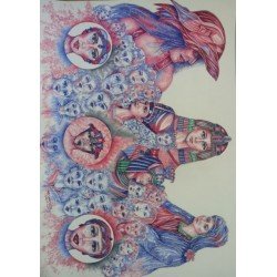 An artwork in ballpoint pen on Fabriano paper entitled "Between Civilizations", size 100x70, by the esteemed Egyptian visual artist Hesham Makhlouf Khalaf.