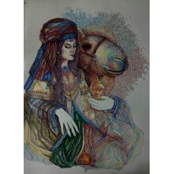 An artwork in dry pens on Canson paper, titled “Bedouin”, size 50x70, by the esteemed Egyptian visual artist Hesham Makhlouf Khalaf.