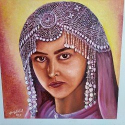 An oil painting on canvas of silver jewelry, size 50x50, by the esteemed Yemeni artist Wissam Al-Ansi.
