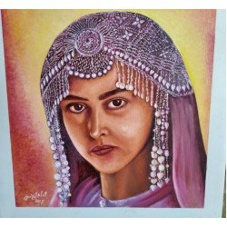 An oil painting on canvas of silver jewelry, size 50x50, by the esteemed Yemeni artist Wissam Al-Ansi.