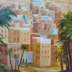 An oil painting on canvas of Seiyun, size 60x50, by the renowned Yemeni artist Wissam Al-Ansi.