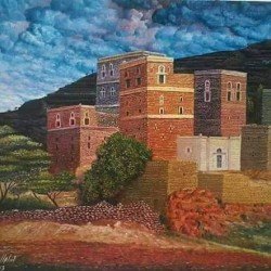An oil painting on canvas of Khawlan, size 60x50, by the renowned Yemeni fine artist Wissam Al-Ansi.