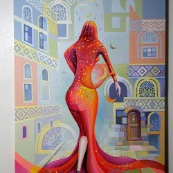 An oil painting on canvas titled “An Incomplete Departure” (100x70) by the Yemeni visual artist Ziad Al-Ansi.