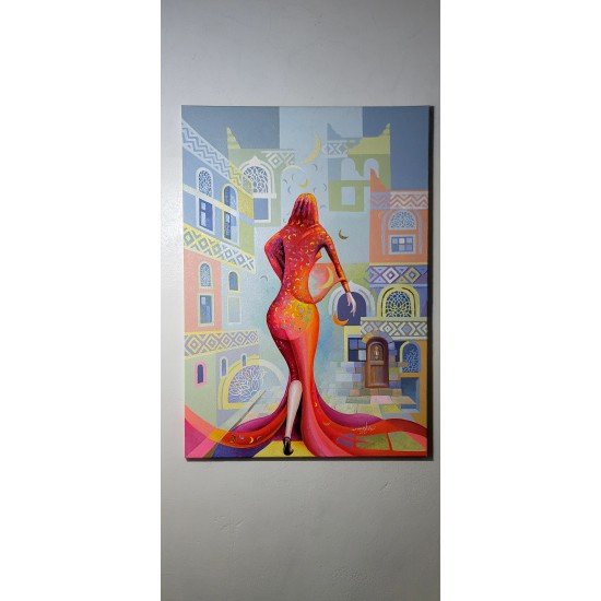 An oil painting on canvas titled “An Incomplete Departure” (100x70) by the Yemeni visual artist Ziad Al-Ansi.